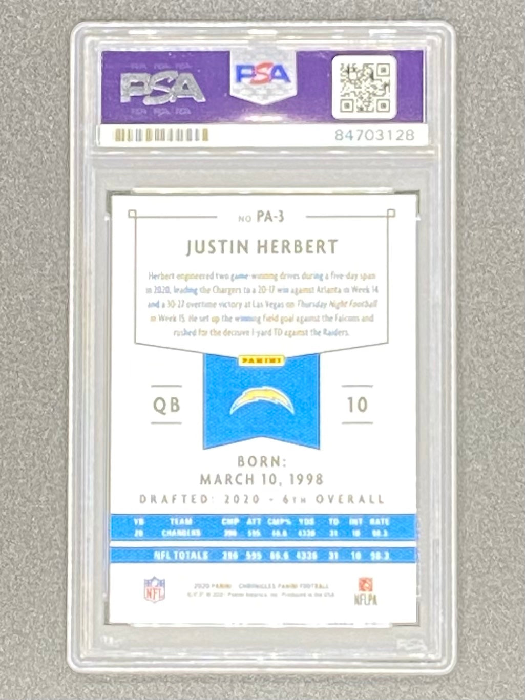 Justin Herbert Auto RC Inscribed "Bolt Up"