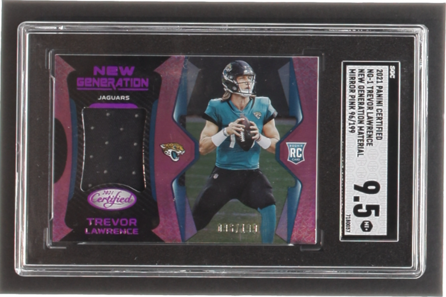 Trevor Lawrence 2021 Certified New Generation Jerseys Mirror Pink #1 RC #096/199 (SGC 9.5)