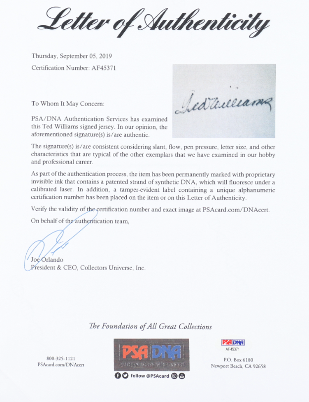 Ted Williams Signed Red Sox "The Splendid Splinter" 50th Anniversary LE Authentic Mitchell & Ness Cooperstown Collection Jersey #305/406 (PSA)