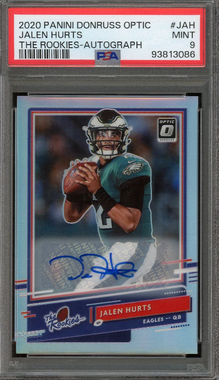 Jalen Hurts 2020 Panini Donruss Optic The Rookies Autograph Rookie Card 18/35! PSA 9: POP 8, 2 Higher!