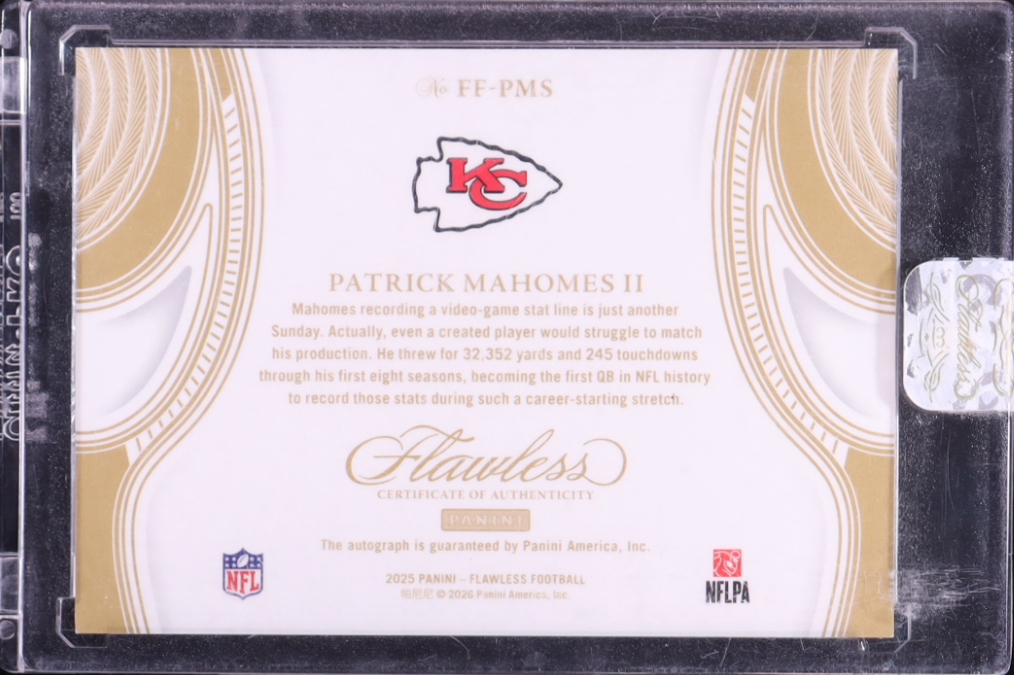 Patrick Mahomes II 2025 Panini Flawless Flyers Autograph #1 โ #13/25