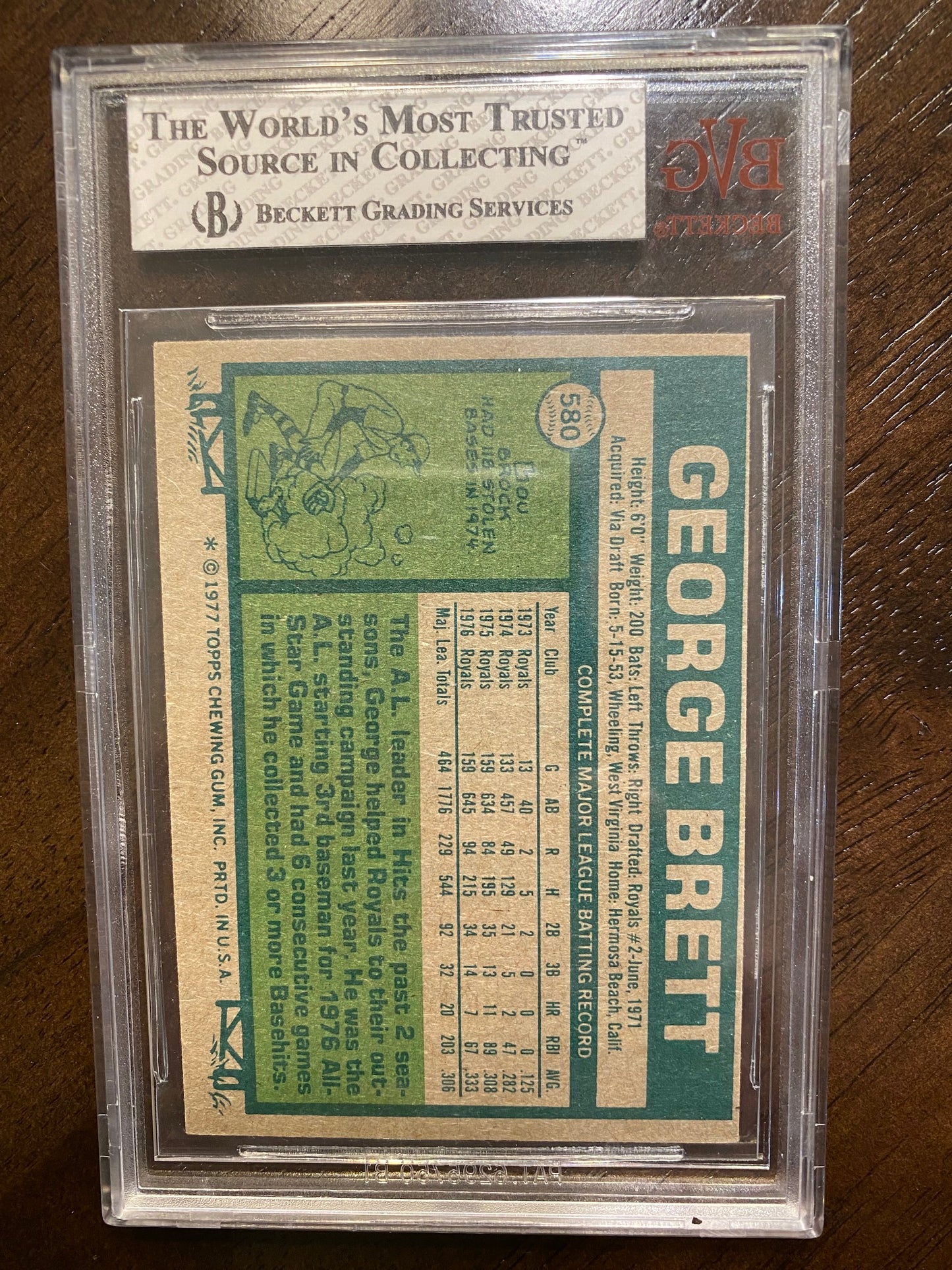 George Brett 1977 Topps #580 Beckett 6 EX-MT