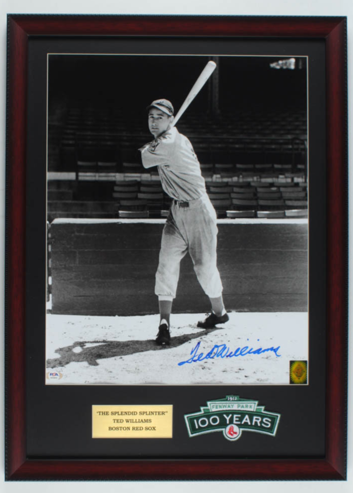 Ted Williams Signed Red Sox 19x26 Custom Framed Photo Display with Fenway  Park Patch (PSA LOA & Ted Williams COA)