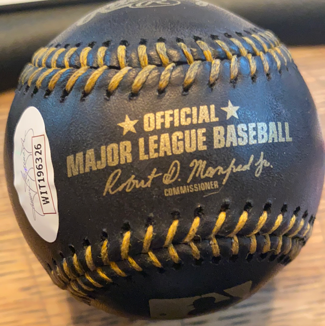 Ronald Acuna Jr. Signed OML Black Leather Baseball (JSA COA) - BMC Collectibles