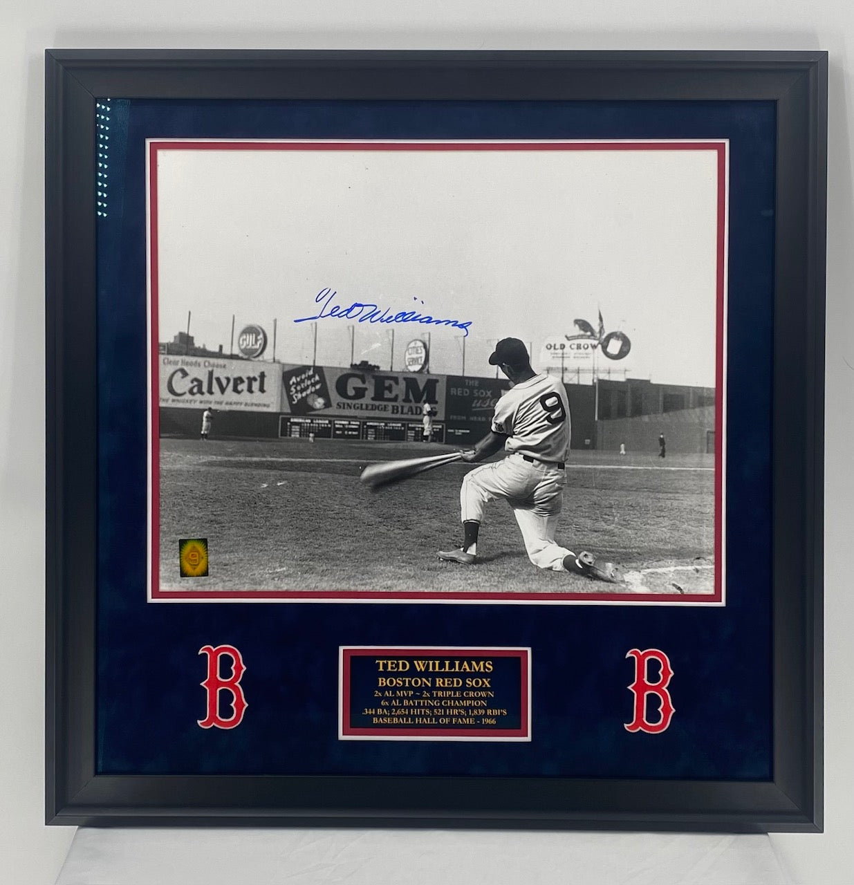 Ted Williams Signed Framed Red Sox 16x20 Photo (Williams) w/museum glass