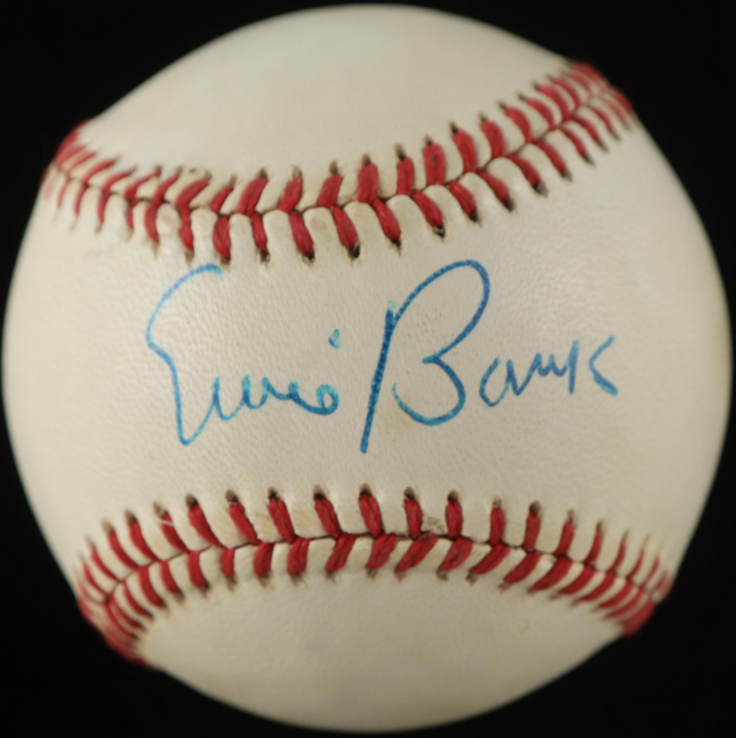 Ernie Banks Signed ONL Baseball With Wood Display Case (PSA)