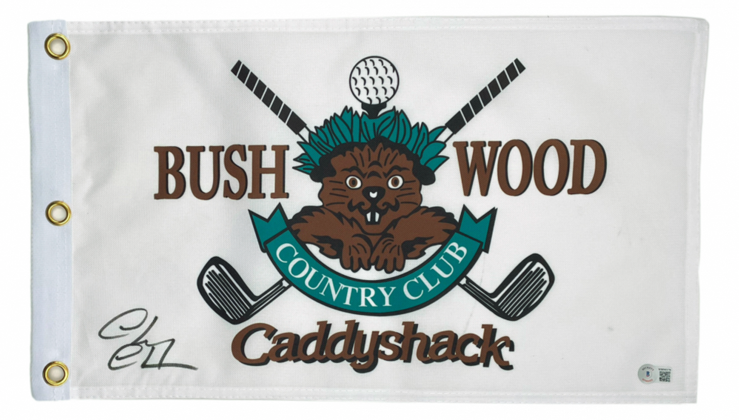 Chevy Chase Signed "Caddyshack" Bushwood Country Club Pin Flag (Beckett)