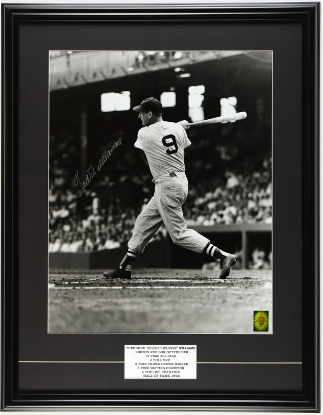 Ted Williams Signed Custom Framed Photo Display (Williams COA)