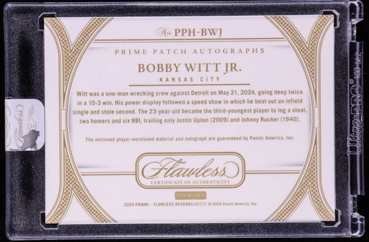 Bobby Witt Jr. 2024 Panini Flawless Horizontal Prime Patch Autograph Gold #13 #09/10