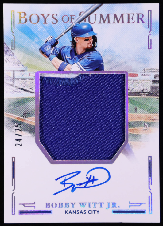 Bobby Witt Jr. 2025 Panini Boys of Summer Jumbo Material Signatures Silver #BWJ – #24/25
