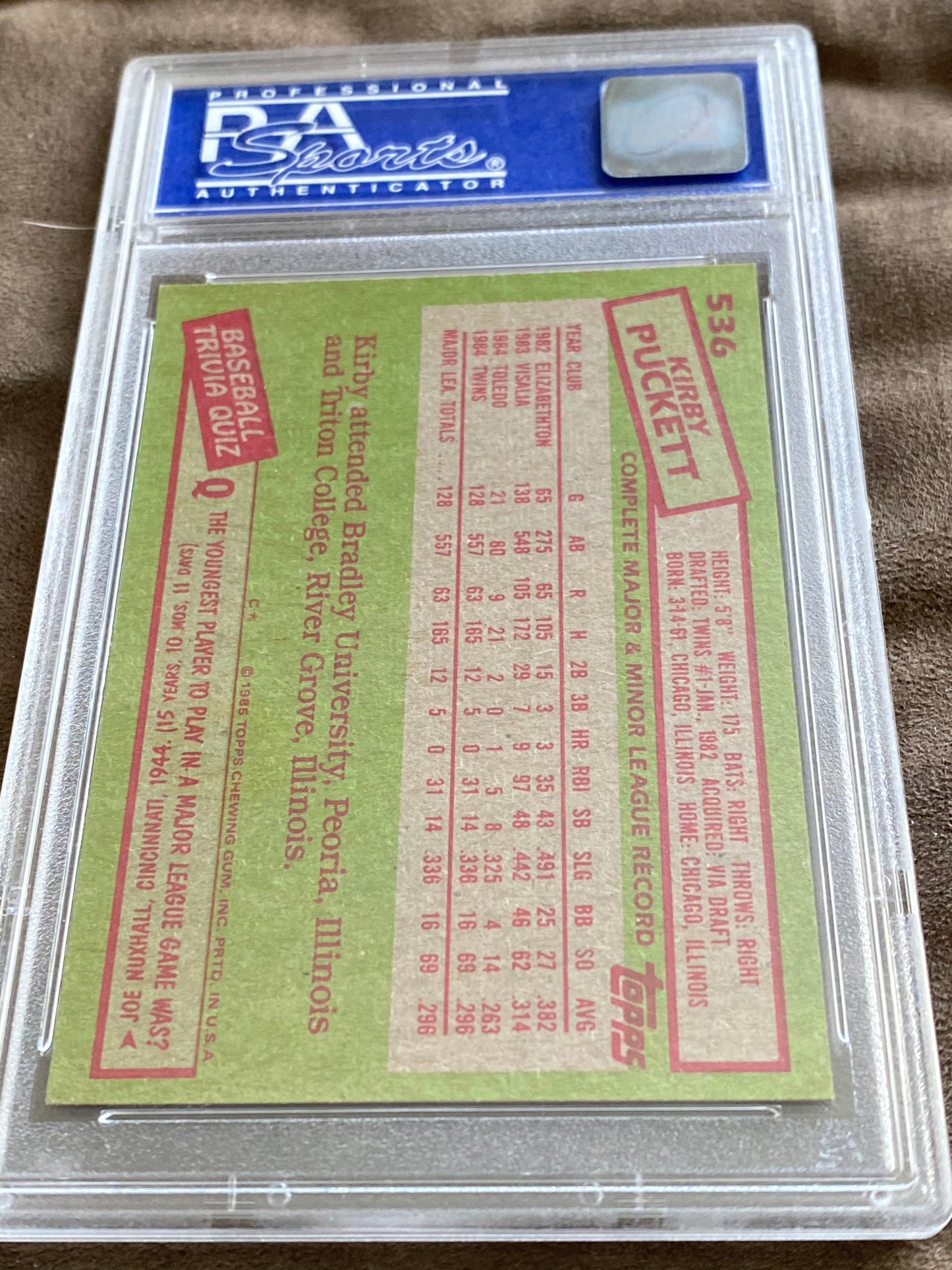 Kirby Puckett 1985 Topps Rookie Card PSA 8! - BMC Collectibles