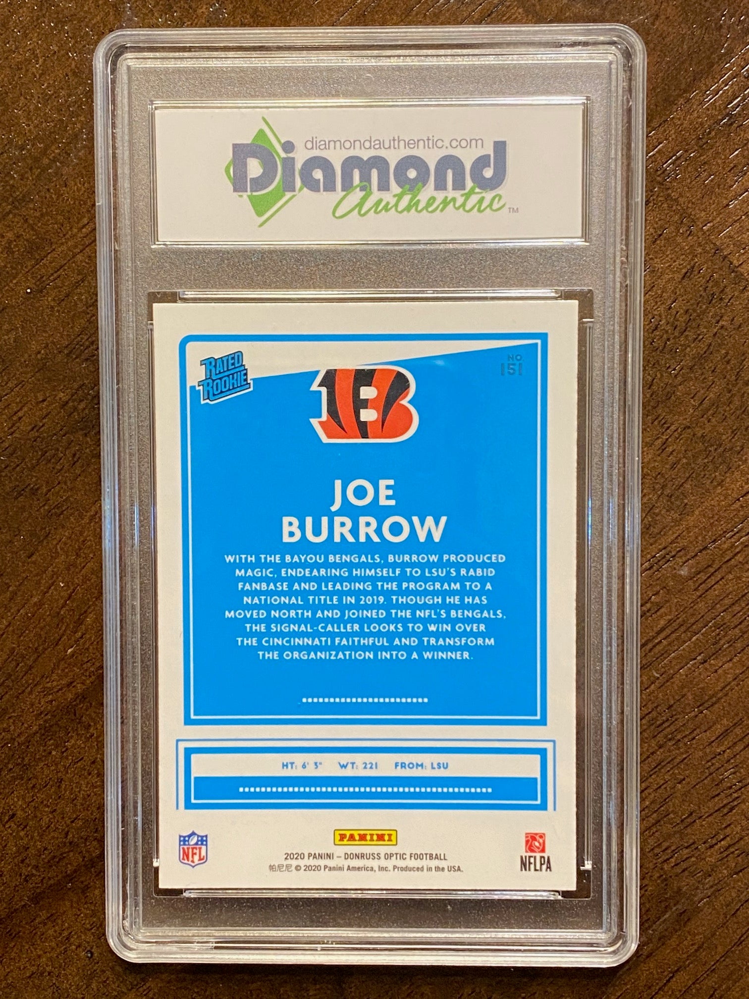 Joe Burrow Rookie Card 2020 Panini Donruss Elite PSA Graded 10