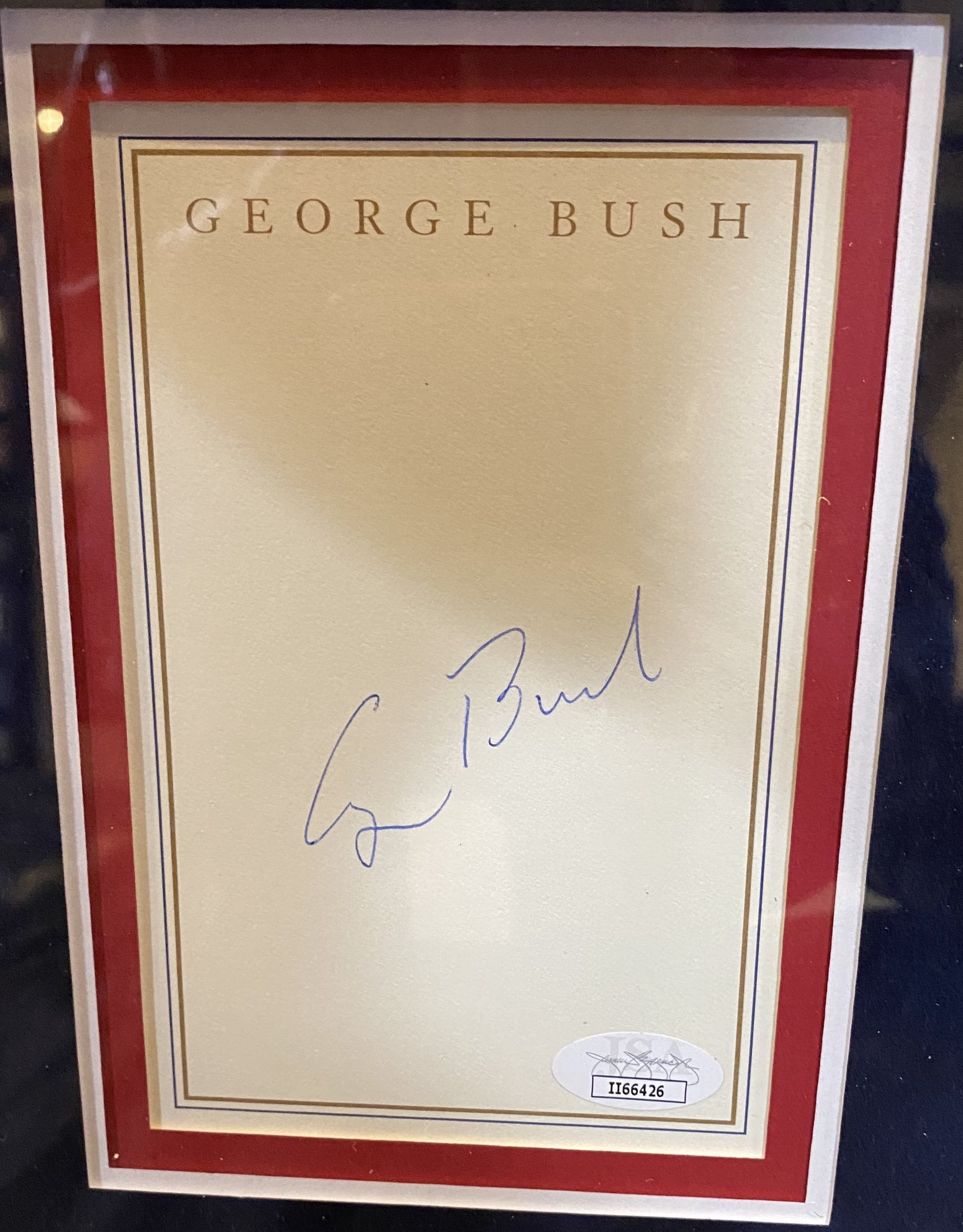 George H.W. Bush Signed Index Card W/Photo Framed/Matted W/JSA - BMC Collectibles