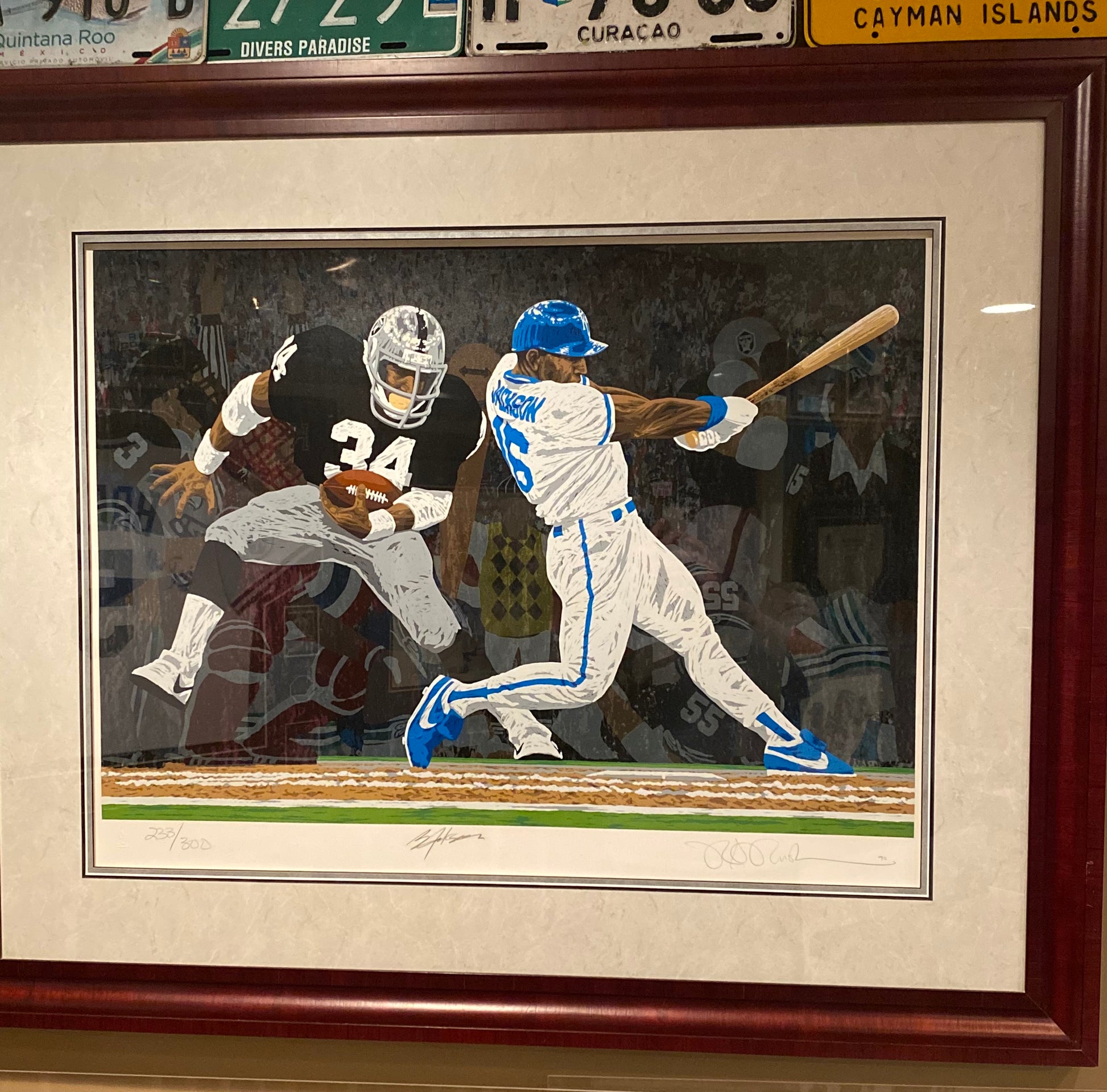 Bo Jackson / Rick Rush Signed Art Work *223/300* Framed W/COA** (44 1/4 w by 36 1/2 tall) - BMC Collectibles