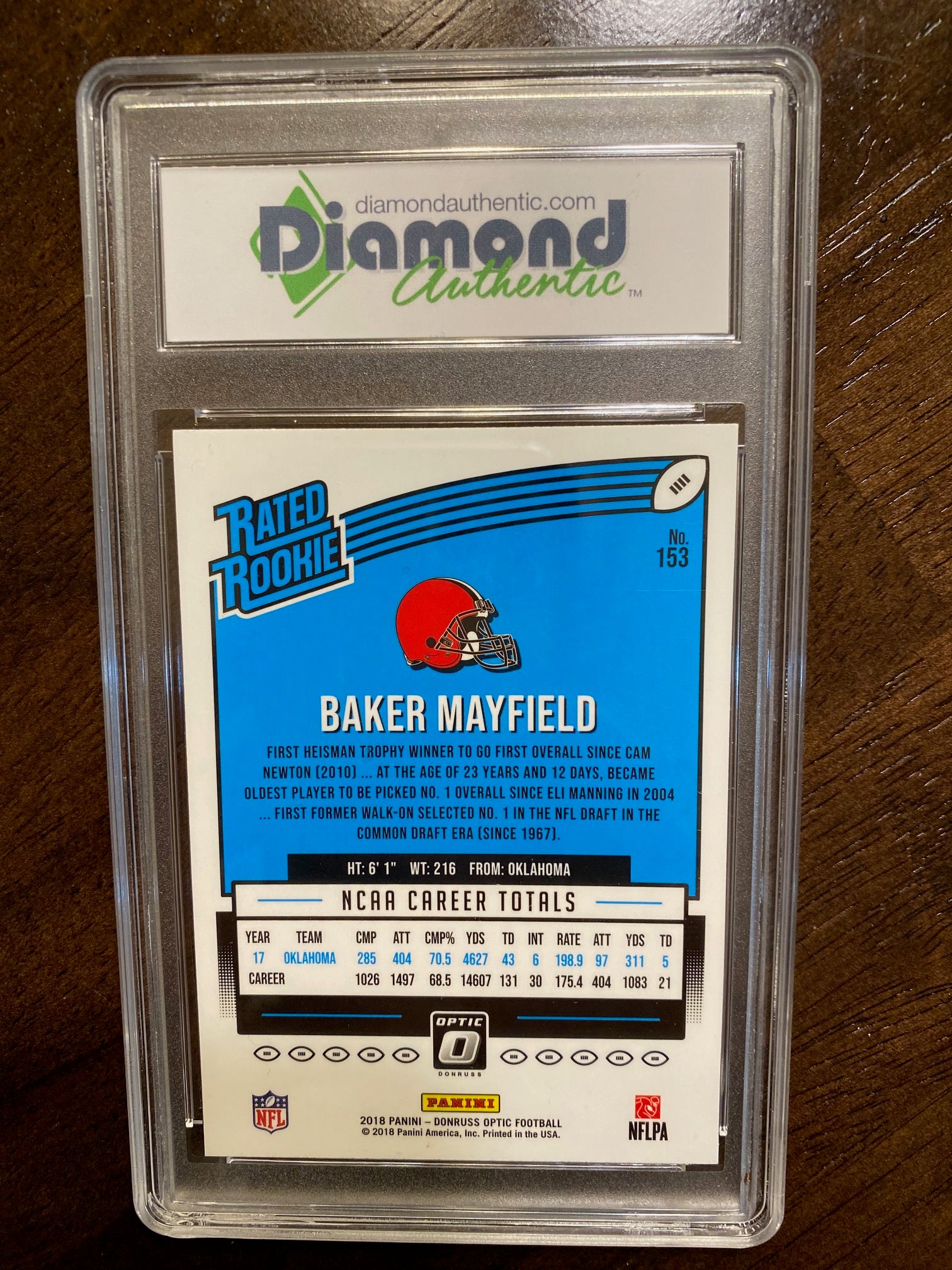 Baker Mayfield 2019 Panini Optic Rated Rookie Diamond-Authentic