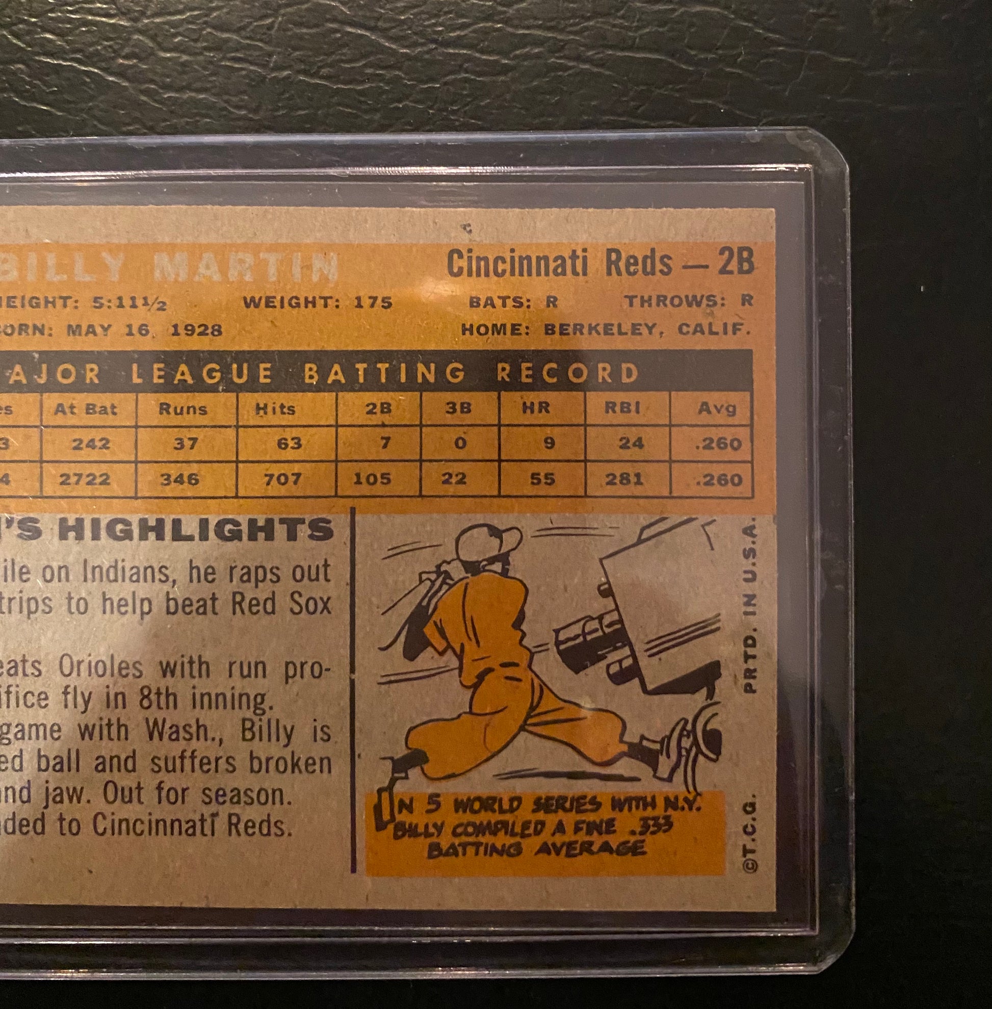 Billy Martin 1960 Topps Card - BMC Collectibles