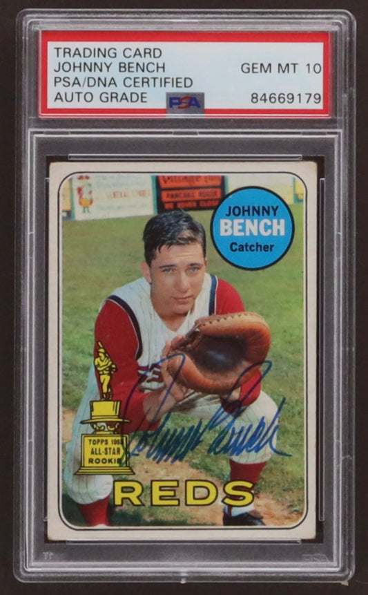 Johnny Bench Autograph Rookie Card (GEM MT 10 Auto)