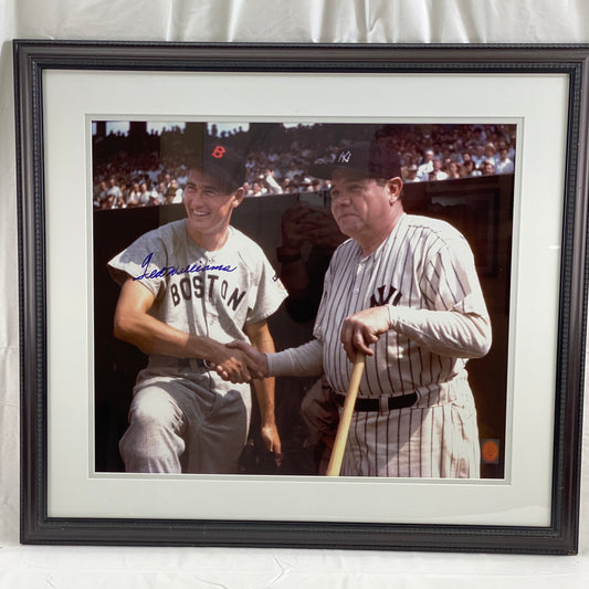 Ted Williams Signed 24x20 Photo Framed (Babe Ruth Pictured) *WCOA