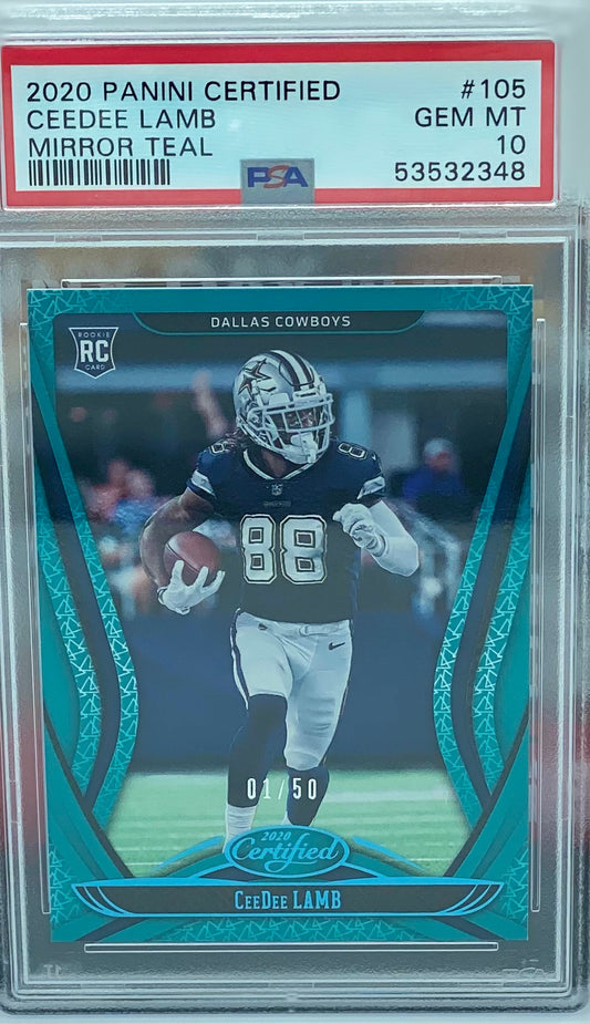 CeeDee Lamb Mirror Teal RC GEM MT 10 #1/50