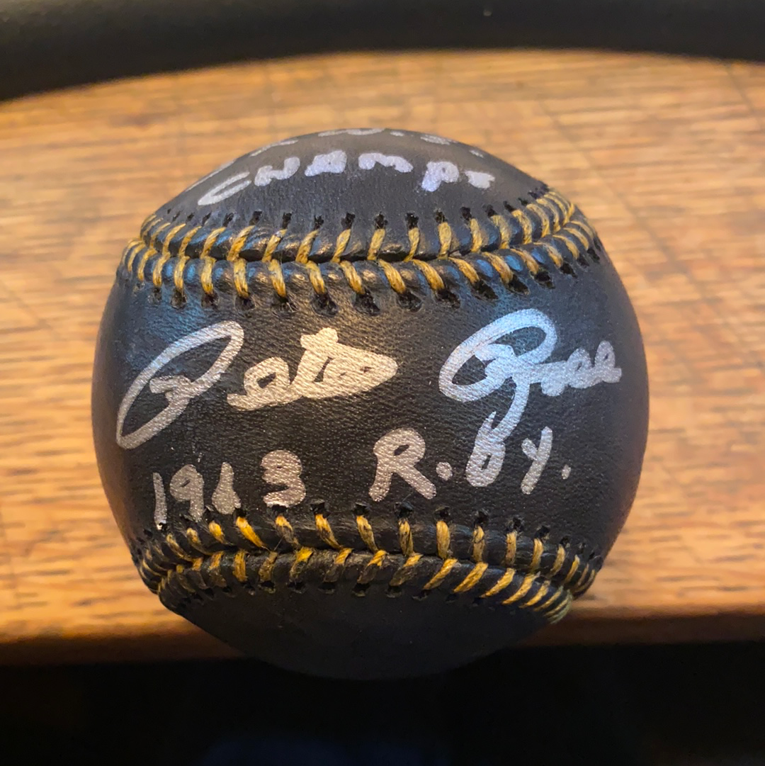Pete Rose Signed OML Black Leather with 4 Career Stat Inscriptions (PSA COA) - BMC Collectibles
