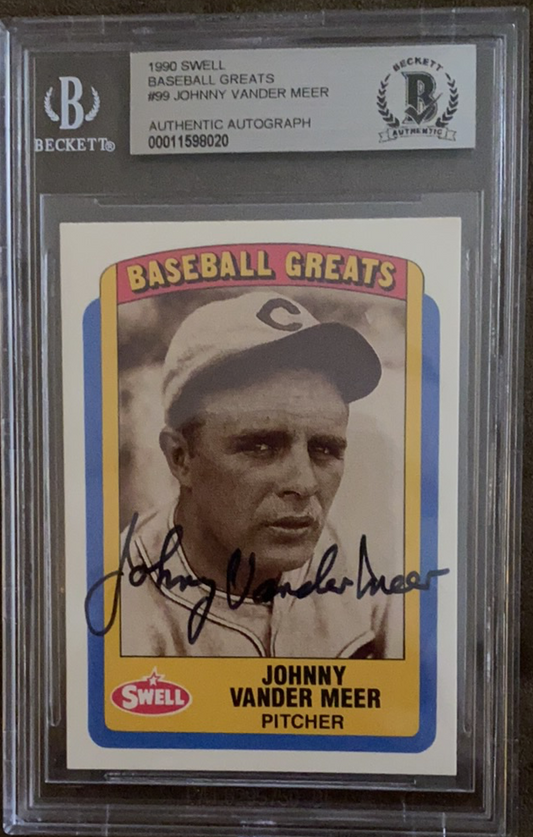 1990 SWELL Johnny Vander Meer #99 authenticated Auto - BMC Collectibles