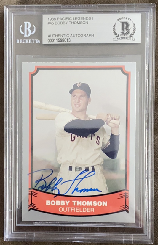 Bobby Thomson 1988 Pacific Legends - Authentic Autograph - Beckett - BMC Collectibles