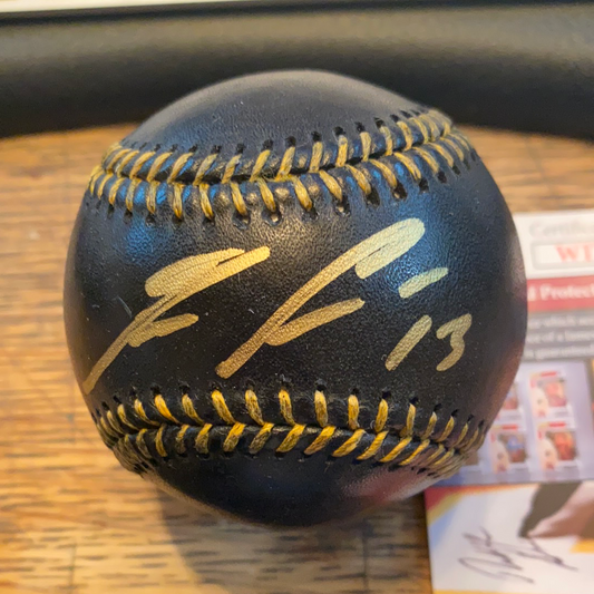 Ronald Acuna Jr. Signed OML Black Leather Baseball (JSA COA) - BMC Collectibles